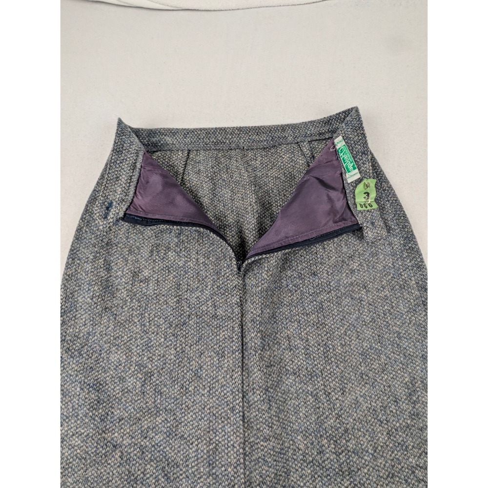 Prestige of Boston Tweed Marled Wool Pencil Skirt Blue Gray High Waist 25 VTG - Picture 9 of 13